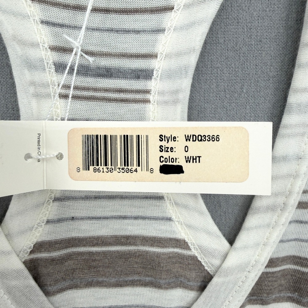 ENZA COSTA Striped Racerback Tank Top Women XS White Brown Gray Quiet Luxury NEW - Picture 12 of 14